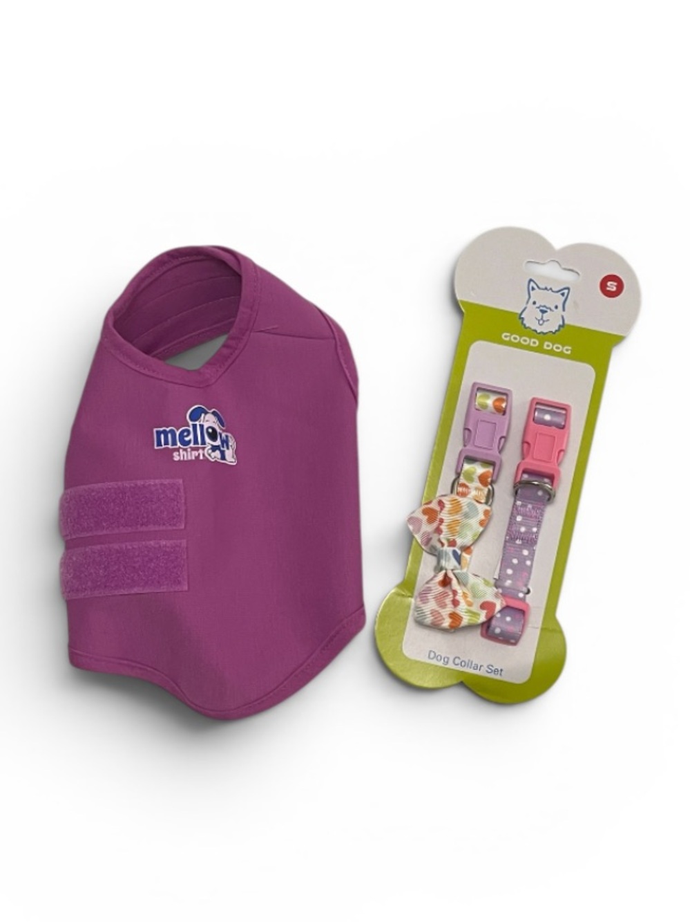 Mellow Pet Vibrant Orchid Anxiety Shirt and Multi-color Collar Set